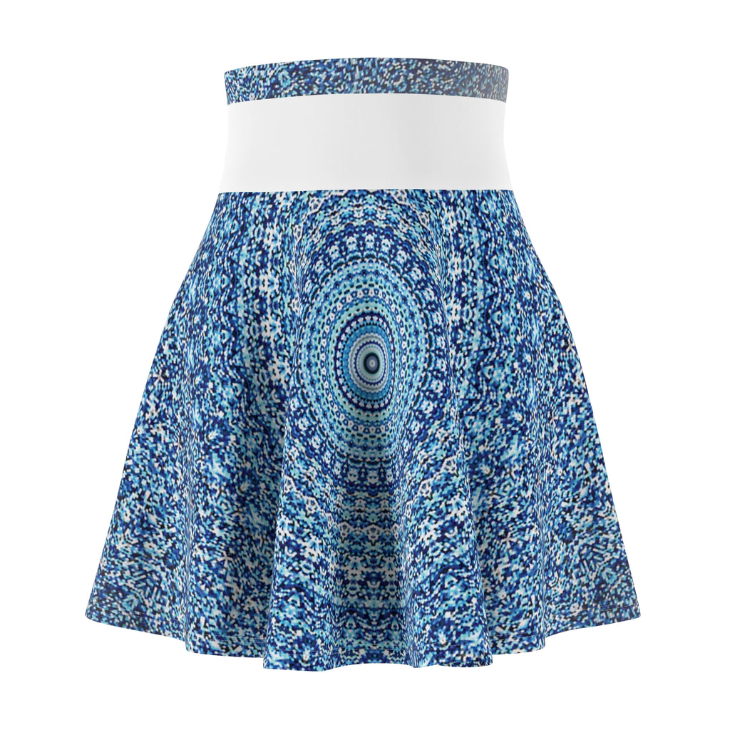 Surf Wear Summer Beauty Vintage Graphic Bohemian Blue Women's Skater Skirt, Festival Outfit, Summer Style, Eco-Friendly AOP Skirt, Casual Chic, Dancewear