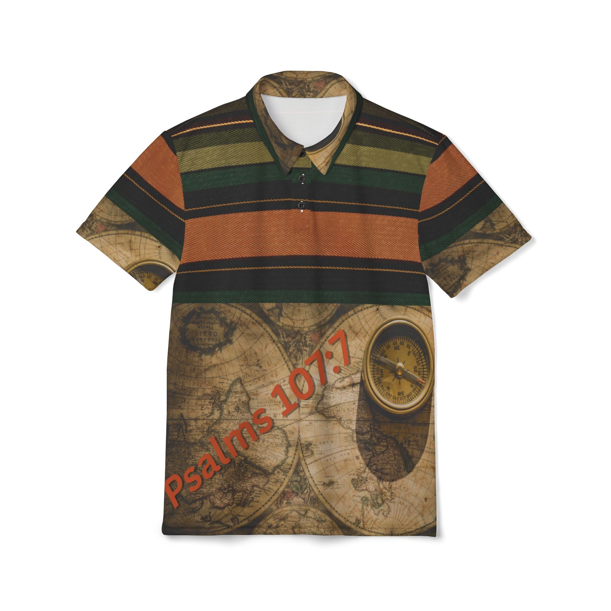 Christian Surf Wear Mosaic Premium Adventure Map Unisex Polo Shirt | Stylish Travel Attire, Perfect for Casual Outings, Father's Day Gift, Summer Fashion, Outdoor Enthusiasts