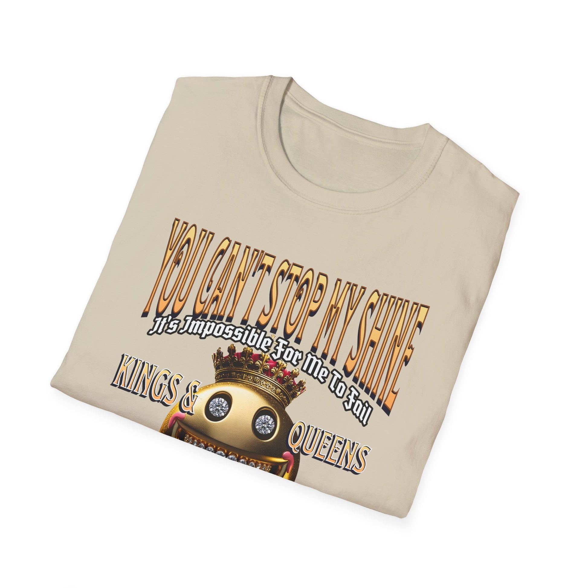 Copy of Copy of Copy of Kingdom Confidence Graphic Gold Happy Face Emoji Unisex T-Shirt: You Can’t Stop My Shine Tee, With GOD On My Side, Premium Casual-Tee
