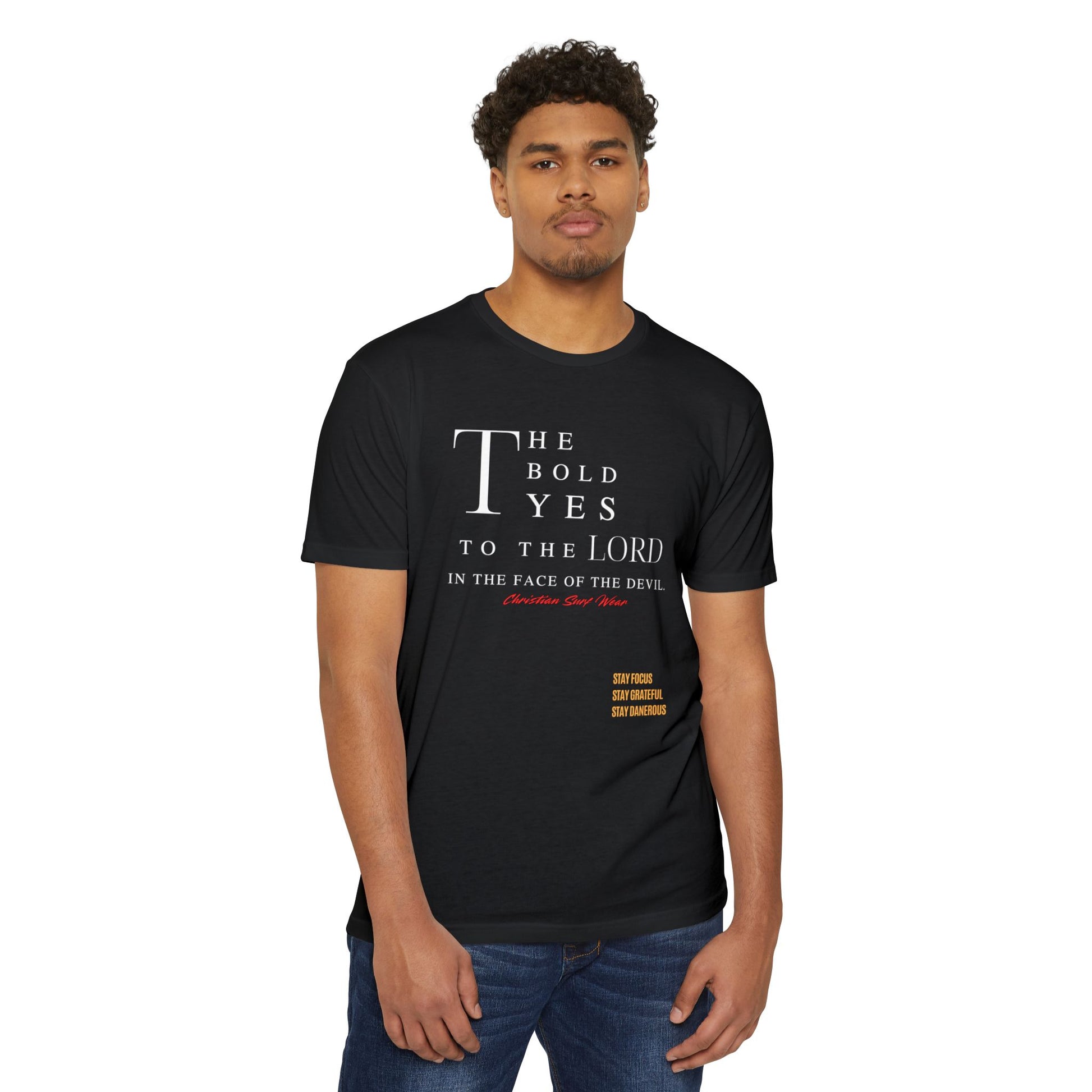 “The Bold Yes to the Lord” Christian Surf Wear  T-Shirt, Faith Tee, Religious Apparel, Bold Yes to the Lord Shirt, Unisex Motivational Top