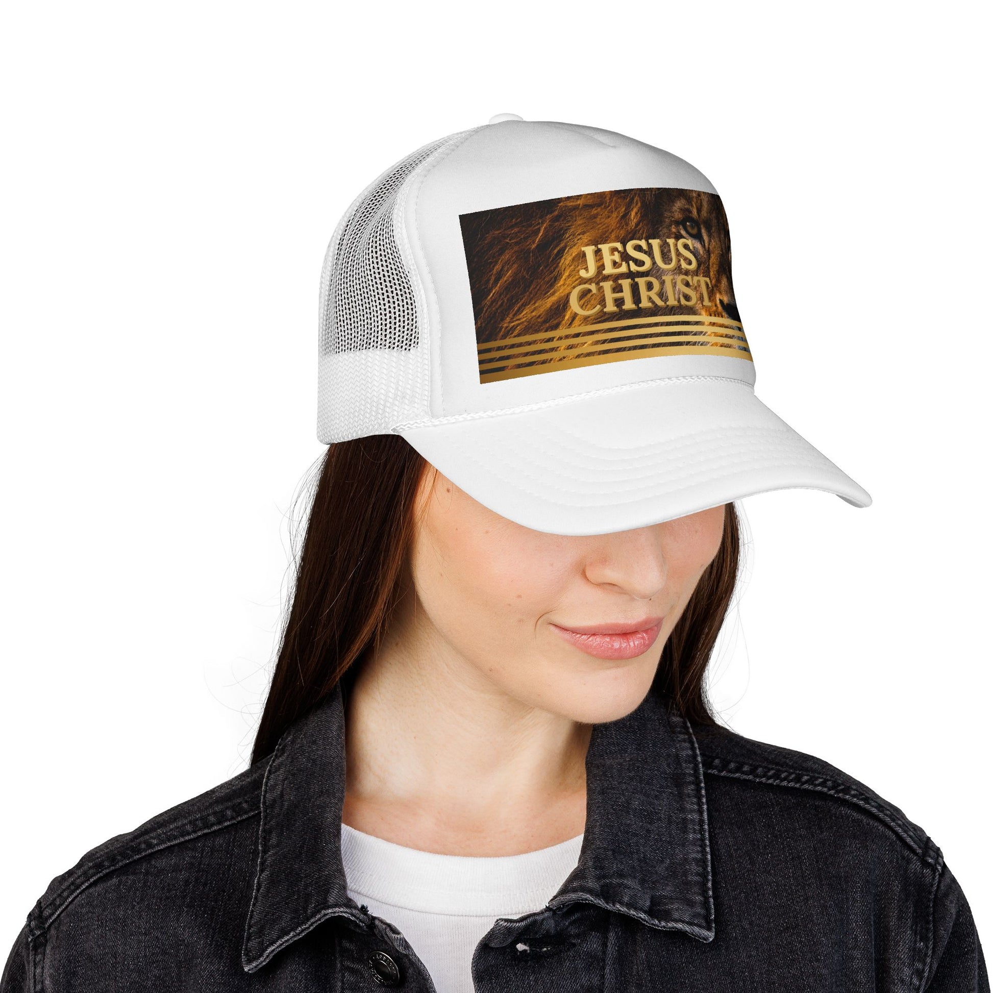 Jesus Christ Lion Trucker Cap — Faith-Based Christian Mesh Hat