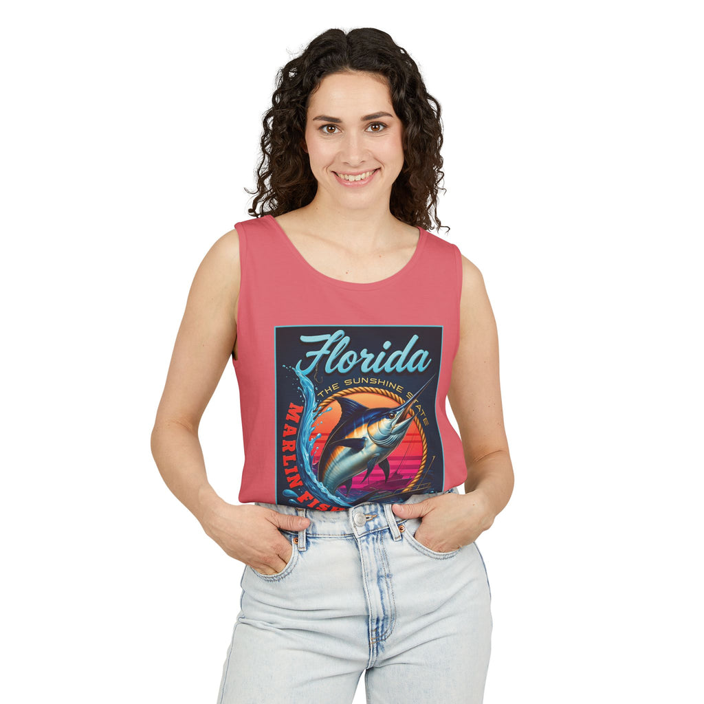 Surf wear  Vintage Florida Fishing Graphic Tank Top, Unisex Summer Top, Beachwear, Surfing Apparel, Vacation Outfit, Gift for Fishermen