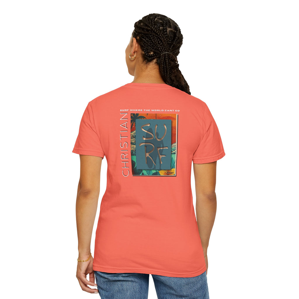Christian Surf Wear Vibrant Surfing T-Shirt, Stylish Beachwear, Unisex Graphic Tee, Summer Outfit, Gift for Surfers, Casual Wear, Colorful Apparel