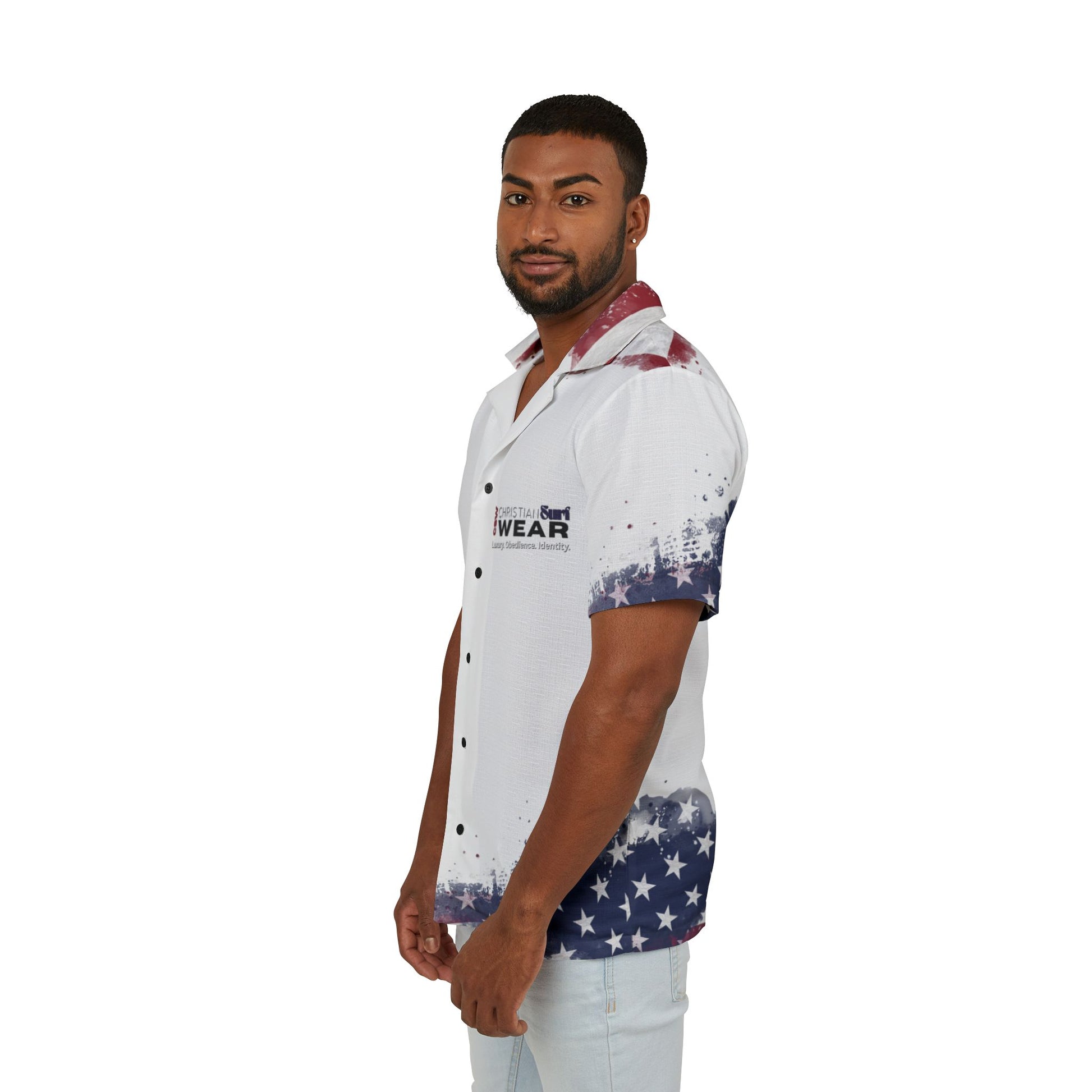 Christian Surf Wear Men's Patriotic Hawaiian Camp Shirt, Summer Vacation Shirt, 4th of July Outfit, Casual Beach Wear, Independence Day Apparel, Relaxed [...]