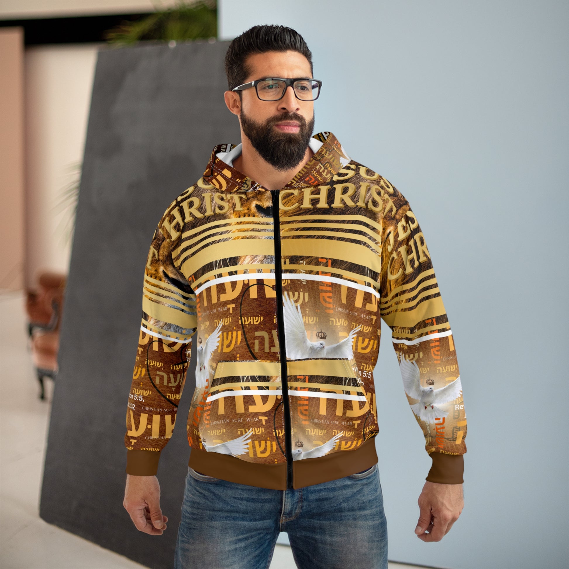 Jesus Christ Lion & Dove Zip Hoodie – Christian Surf Wear Christian Faith All-Over Print