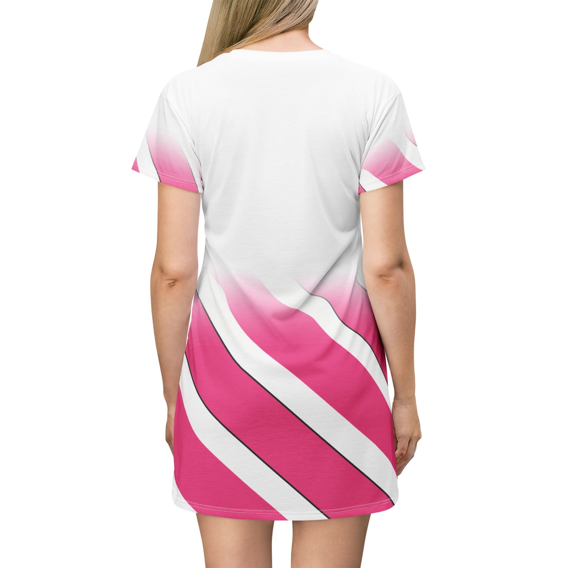 Christian Surf Wear Gradient Pink ,White ,and Black Chic T-Shirt Dress, Stylish Casual Dress, Summer Outfit, Trendy Day Dress, Comfortable Everyday Wear, Gift for Her