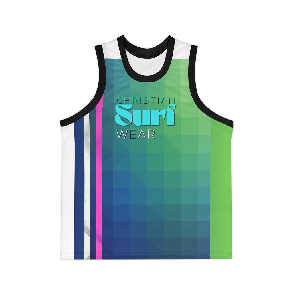 Christian Surf Wear Colorful Unisex Basketball Jersey - Perfect for Athletes, Sports Events, Summer Activities, Gym Wear, Team Spirit