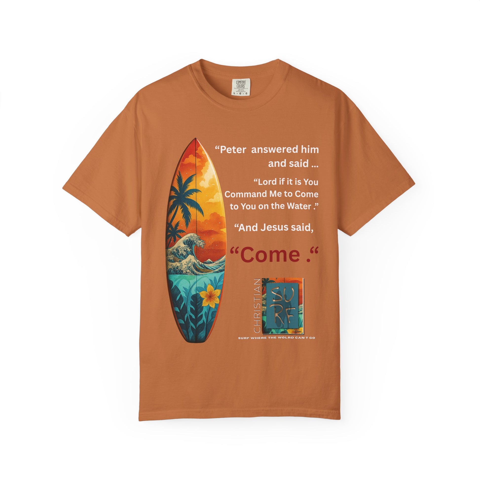 Move by Faith | Street Wear Vintage Surf Board Graphic Art Work Unisex T-Shirt - Christian Surf Wear