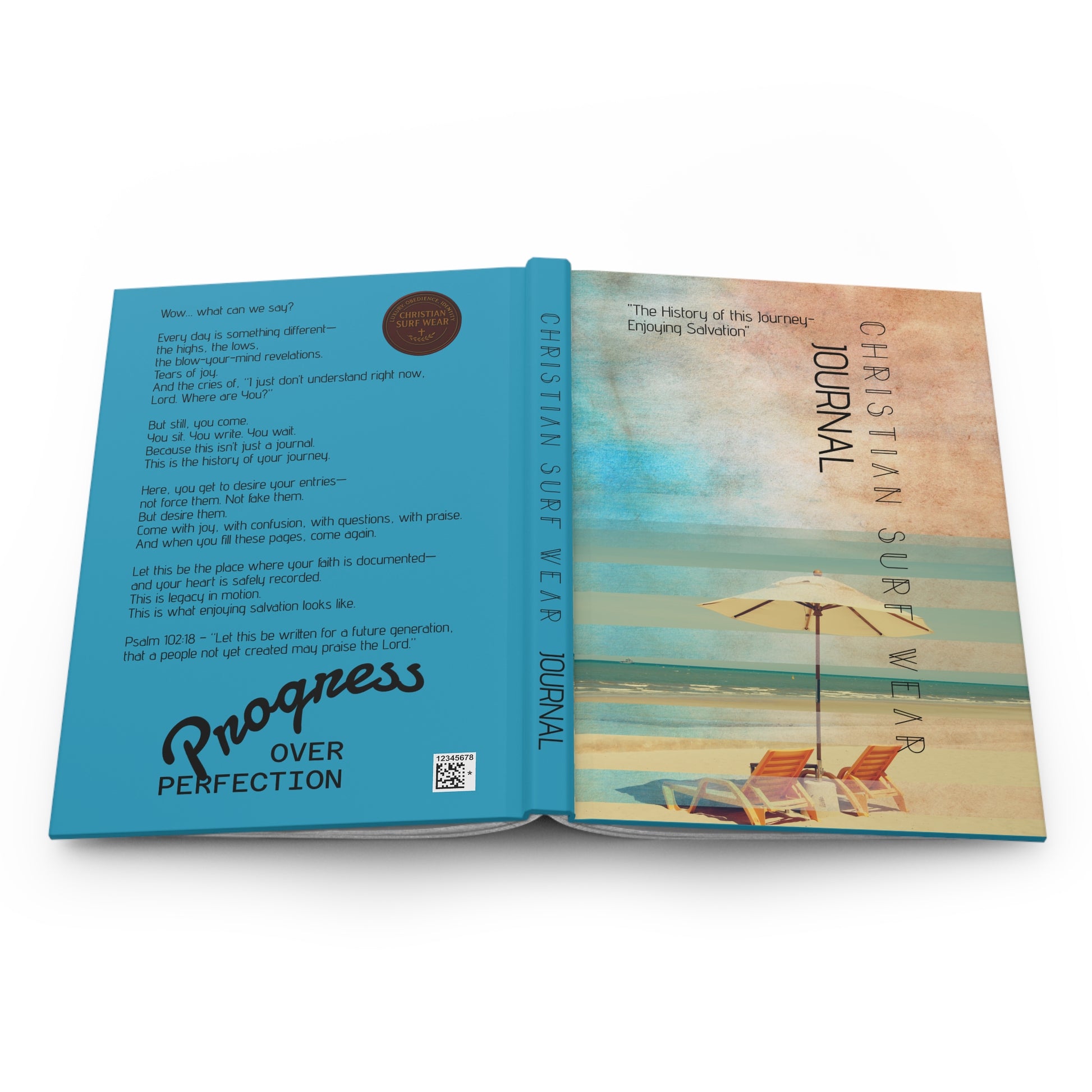 Hardcover Journal Matte - Christian Surf Wear 'Progress Over Perfection'