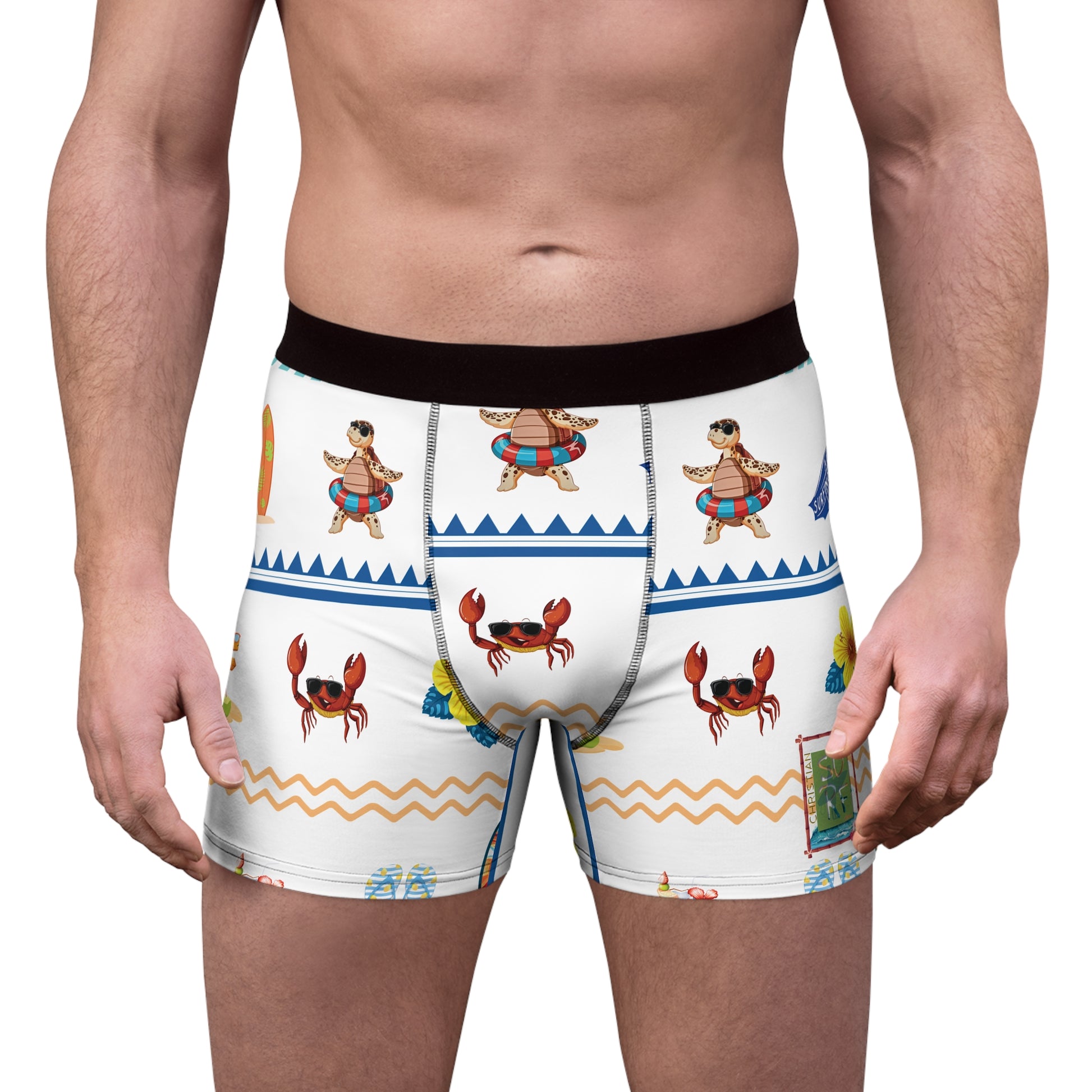 Christian Surf Wear Fun Beach Vibes Men's Tropical Boxer Briefs - Fun Summer Swimwear, Beach Vibes, Gift for Him, Beach Party Essentials, Vacation Ready