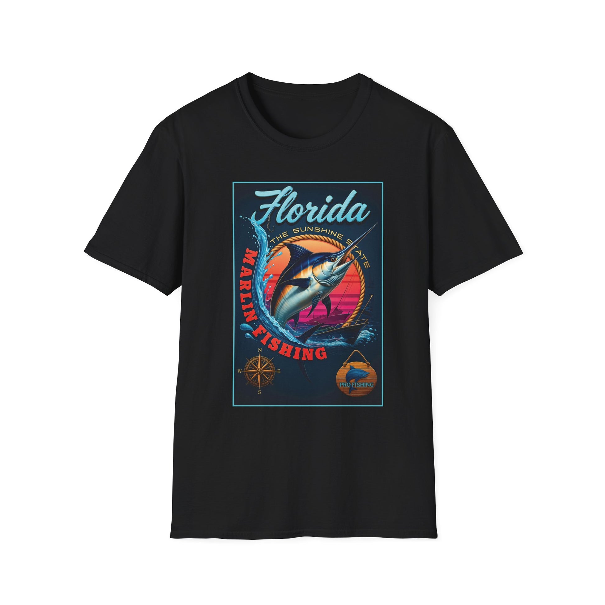 Marlin Graphic Dominion Deep - Unisex Softstyle T-Shirt Florida Marlin Fishing Tee Surfwear | Christian Ocean Apparel, Bold Pursuit Prophetic Vision Divine