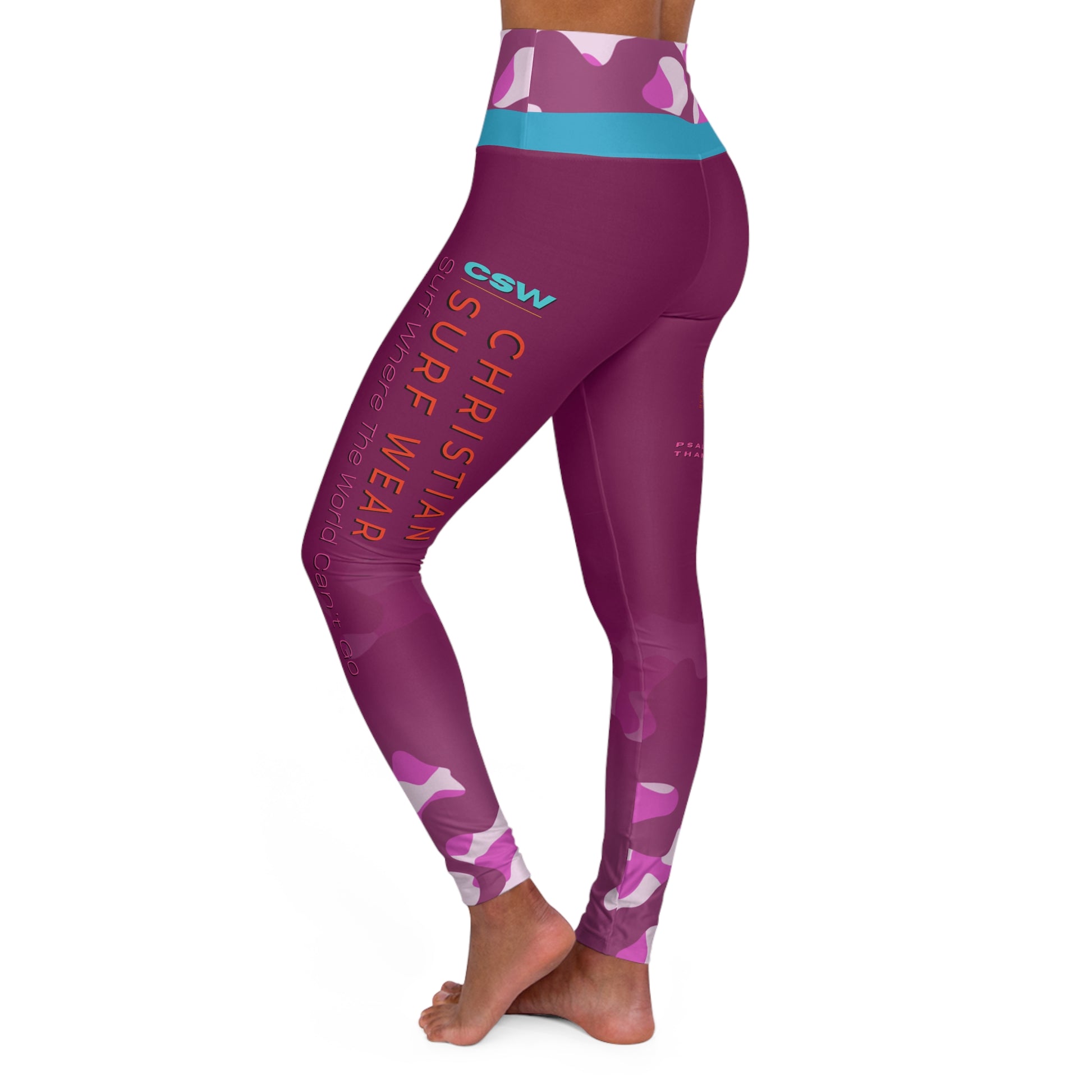Christian Surf Wear Vintage Militant High Waisted Stylish Leggings with Inspirational Design, Perfect for Fitness, Gym, Meditation, Workout, and Everyday Wear
