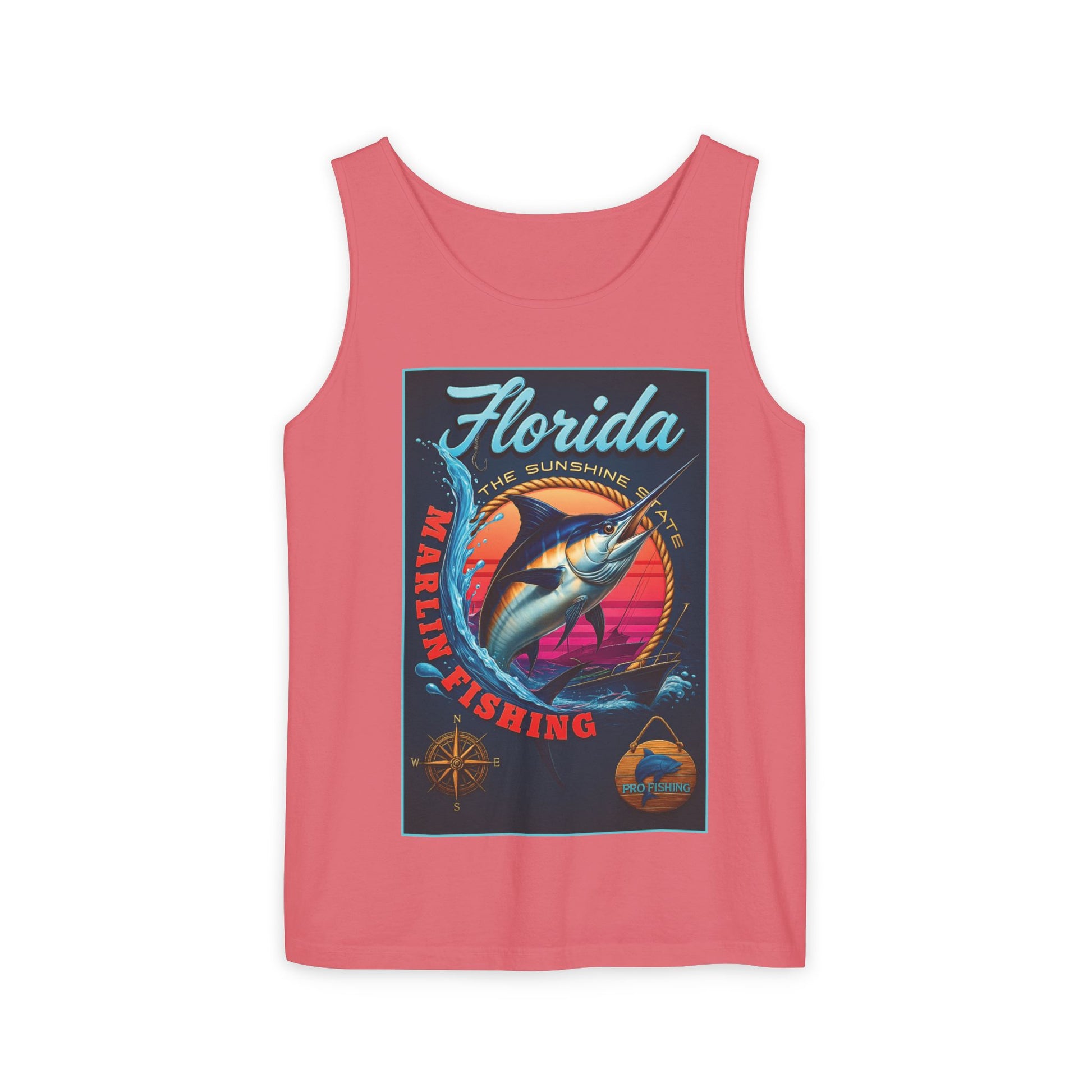 Surf wear  Vintage Florida Fishing Graphic Tank Top, Unisex Summer Top, Beachwear, Surfing Apparel, Vacation Outfit, Gift for Fishermen