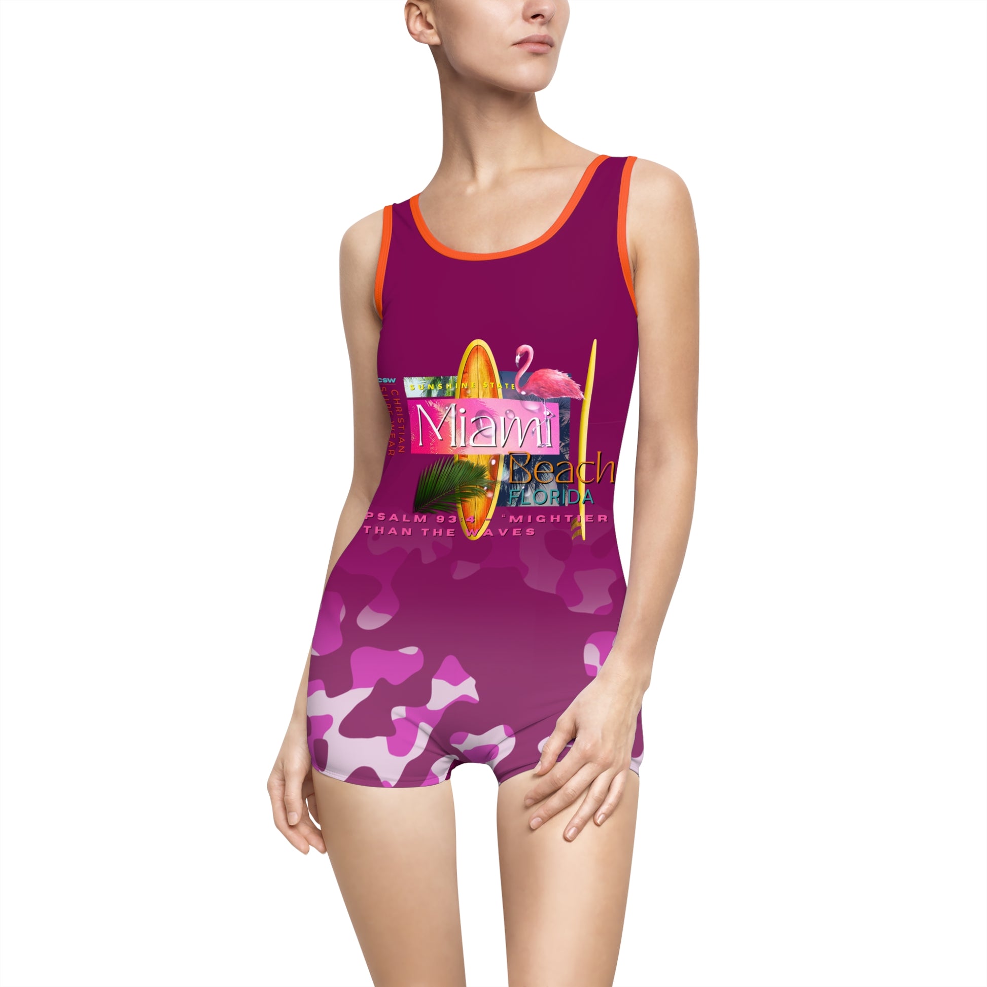 Christian Surf Wear Vintage Miami Beach Women's Swimsuit, Retro Swimwear, Summer Beach Outfits, Pool Party Attire, Floral Bathing Suit, Gift for Her