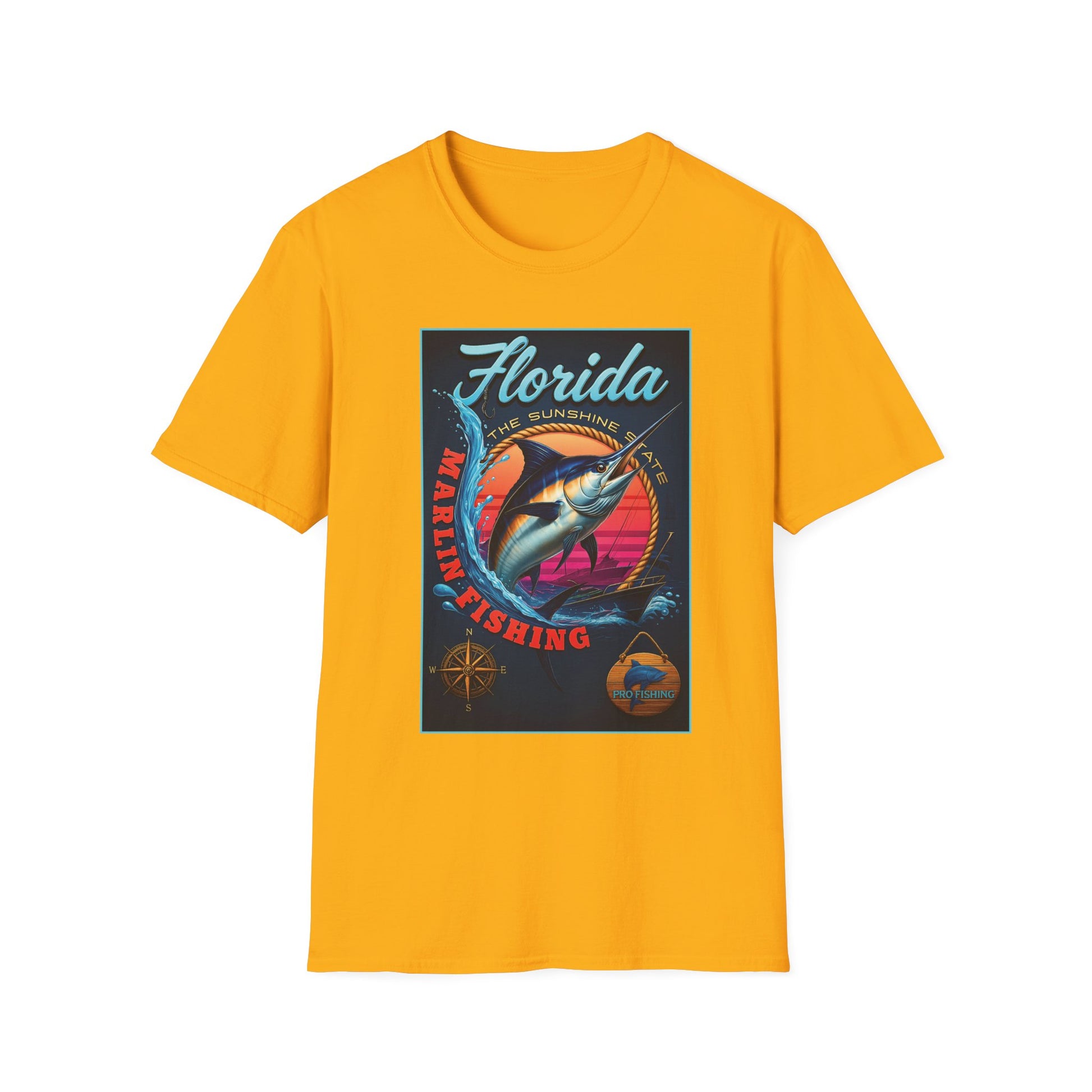 Marlin Graphic Dominion Deep - Unisex Softstyle T-Shirt Florida Marlin Fishing Tee Surfwear | Christian Ocean Apparel, Bold Pursuit Prophetic Vision Divine