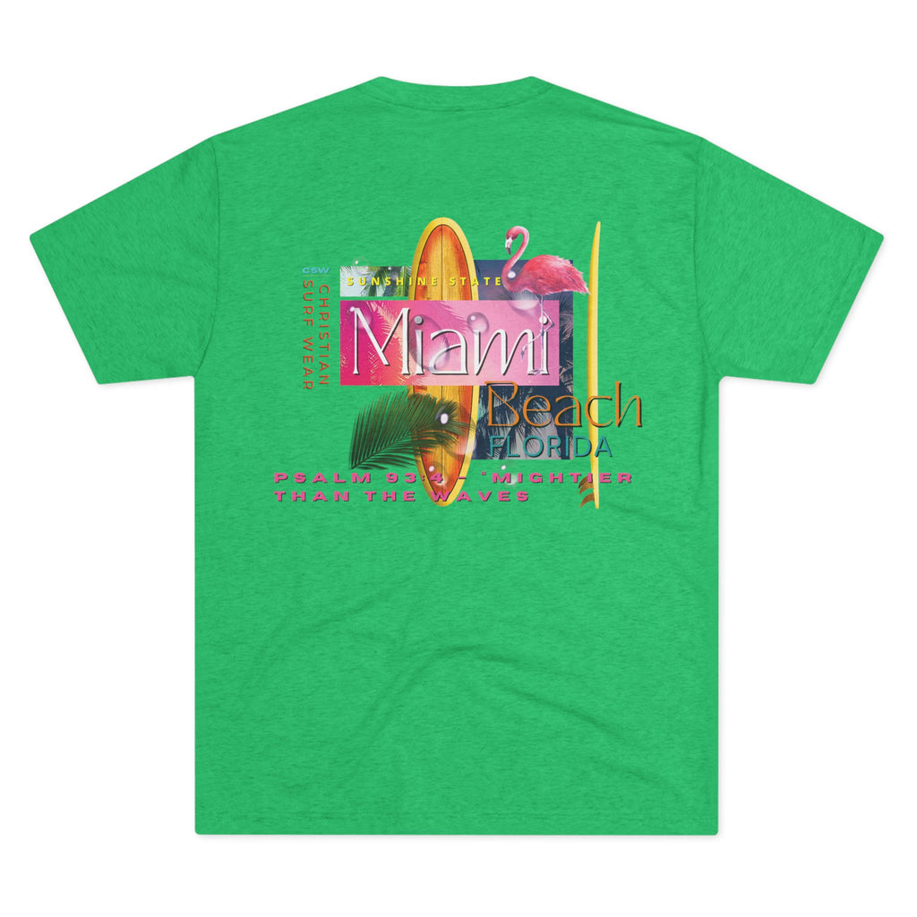 Miami Beach Christian Surf Wear Unisex Tee, Retro Beach Fashion, Summer Vibes, Gift for Surfers, Vacation Wardrobe, Casual Style