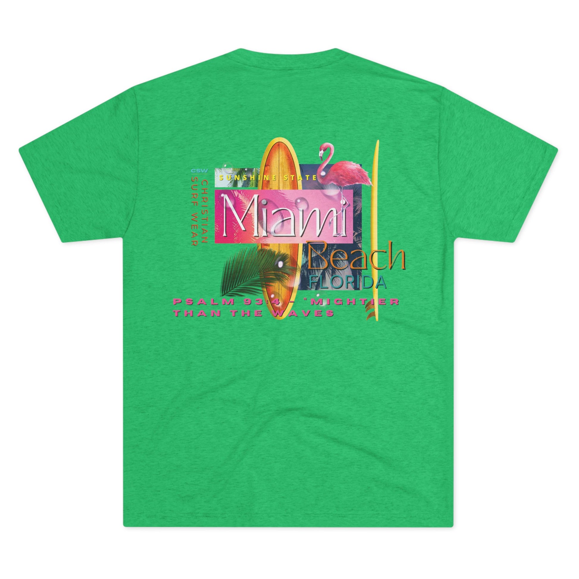 Miami Beach Christian Surf Wear Unisex Tee, Retro Beach Fashion, Summer Vibes, Gift for Surfers, Vacation Wardrobe, Casual Style