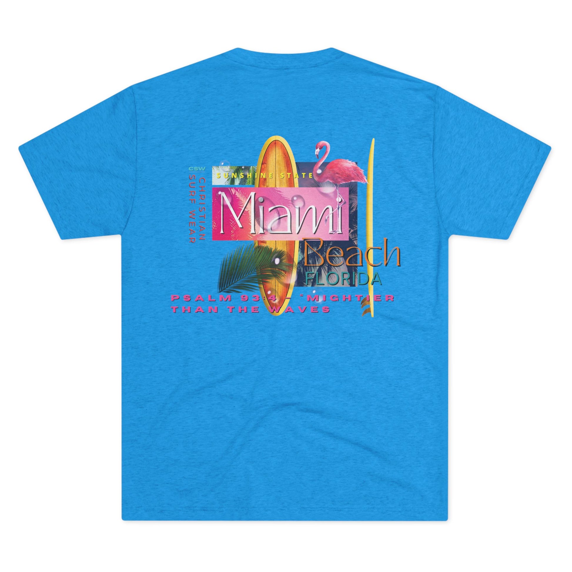Miami Beach Christian Surf Wear Unisex Tee, Retro Beach Fashion, Summer Vibes, Gift for Surfers, Vacation Wardrobe, Casual Style