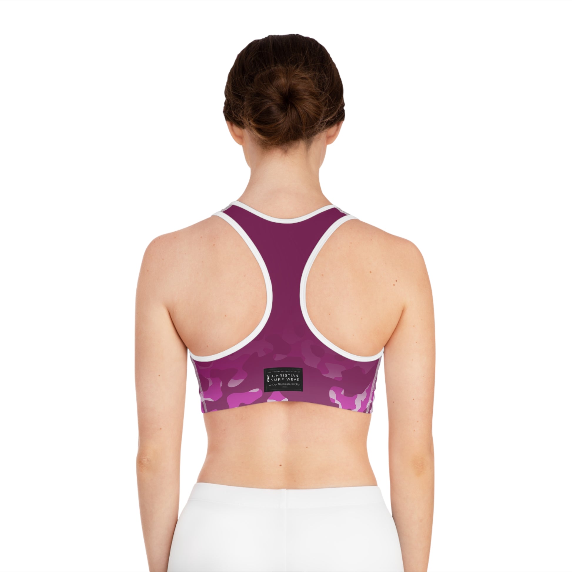 Christian Surf Wear Vintage Militant Miami Beach Camo Sports Bra