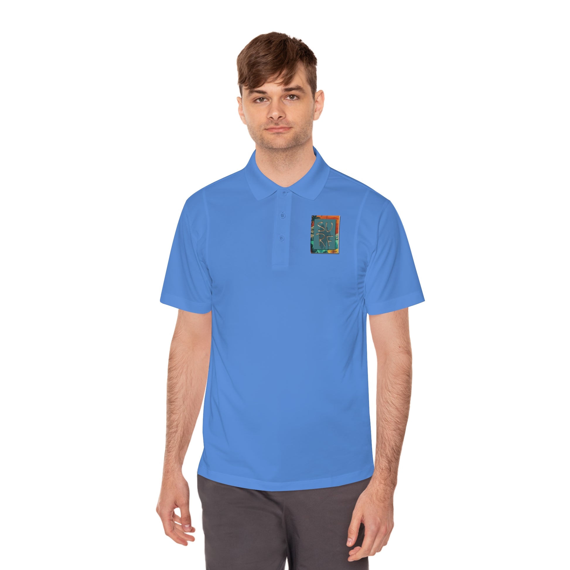Vibrant Men's Sport Polo Shirt with Artistic Design, Casual Wear, Golf Shirt, Active Lifestyle, Trendy Sports Polo, Unique Gift Idea
