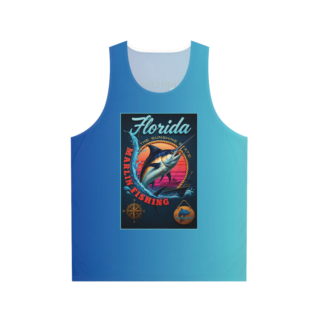 Christian Surf Wear Florida Marlin Fishing & Surf Unisex Tank Top, Summer Beachwear, Casual Outdoor Top, Gift for Fishermen, Vacation Apparel, Surfing Gear