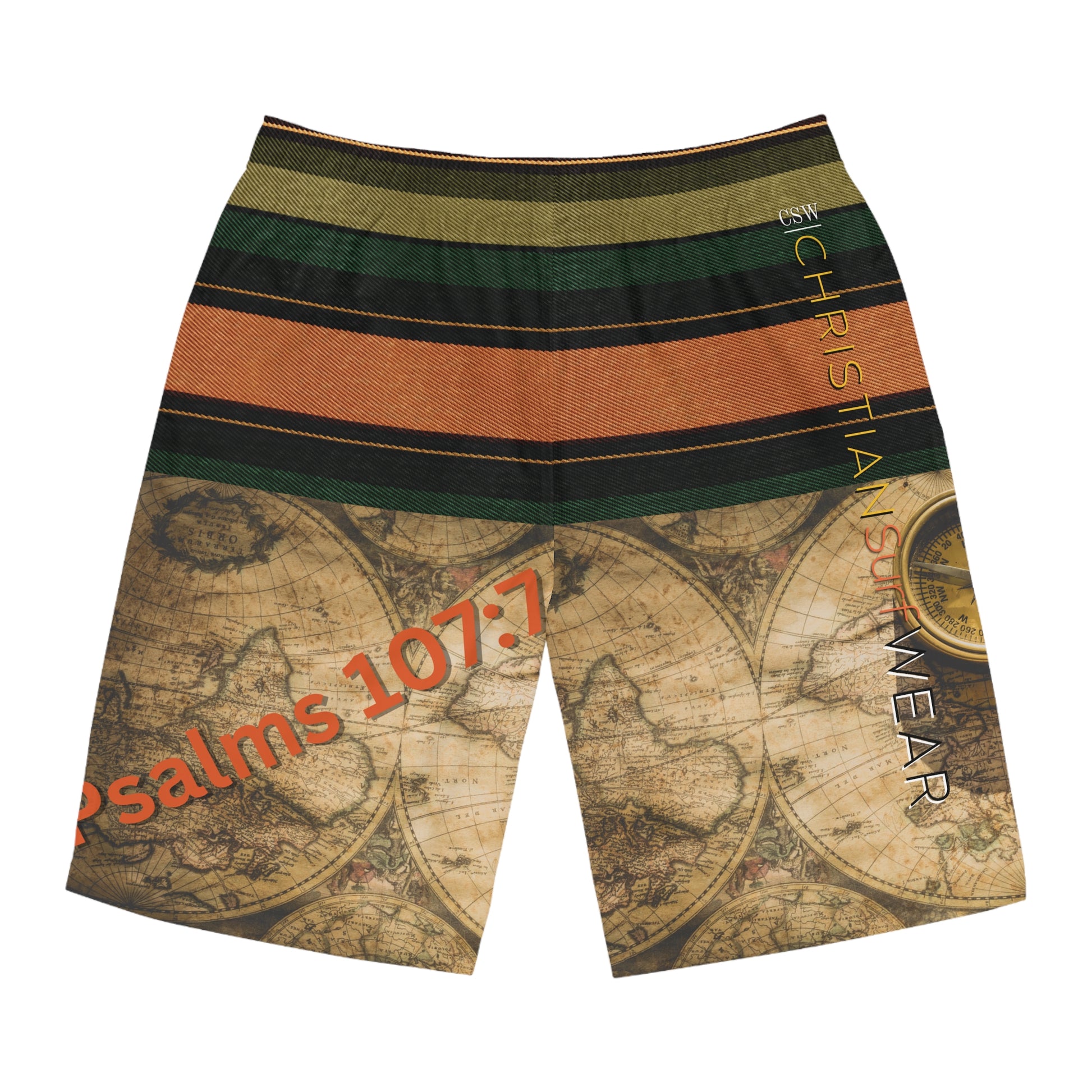 Global Adventure Men's Board Shorts, Travel Style Swim Trunks, Beachwear, Summer Vibes, Gift for Travelers, Vacation Essentials