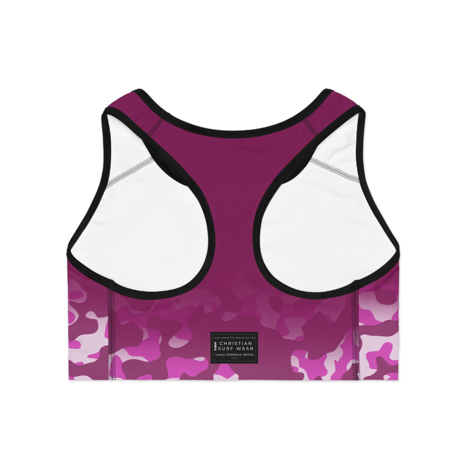 Christian Surf Wear Vintage Militant Miami Beach Camo Sports Bra