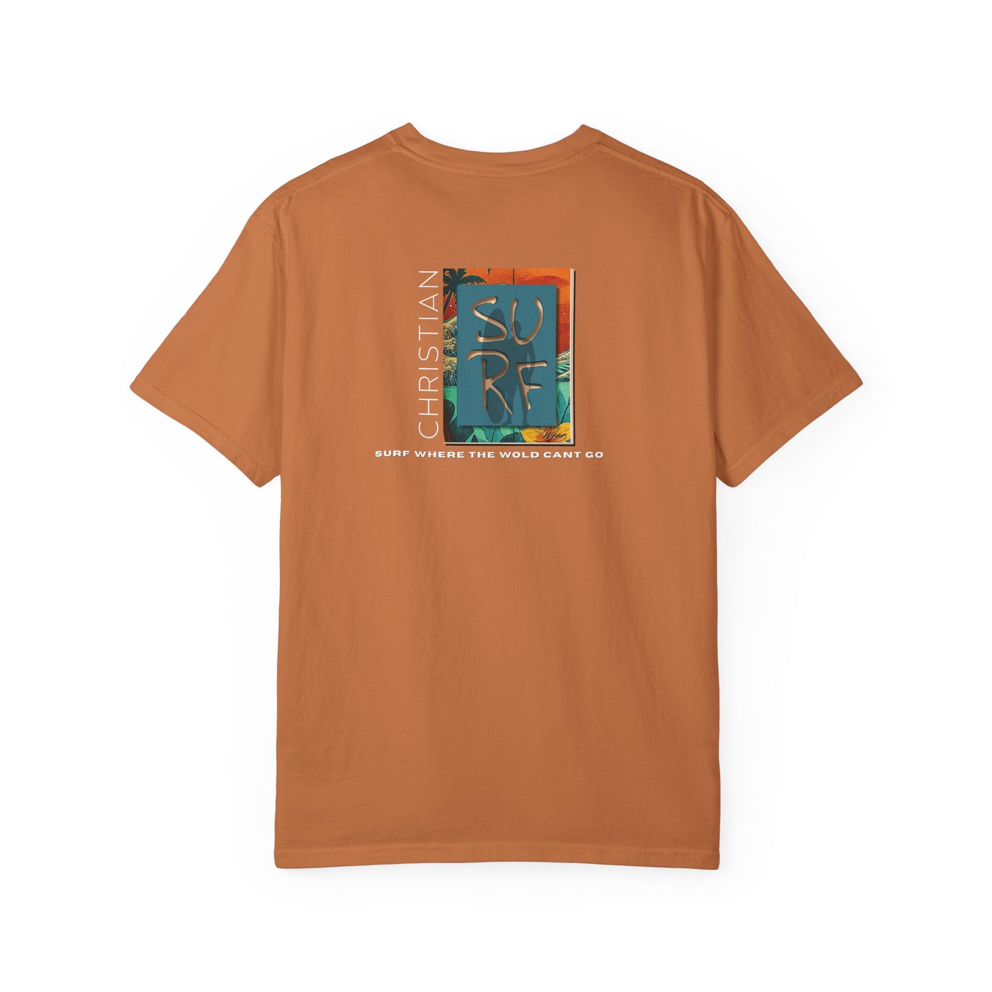 Street Wear Vintage Surf Board Graphic Art Work Unisex T-Shirt - Christian Surf Wear 'Move By Faith' Collection