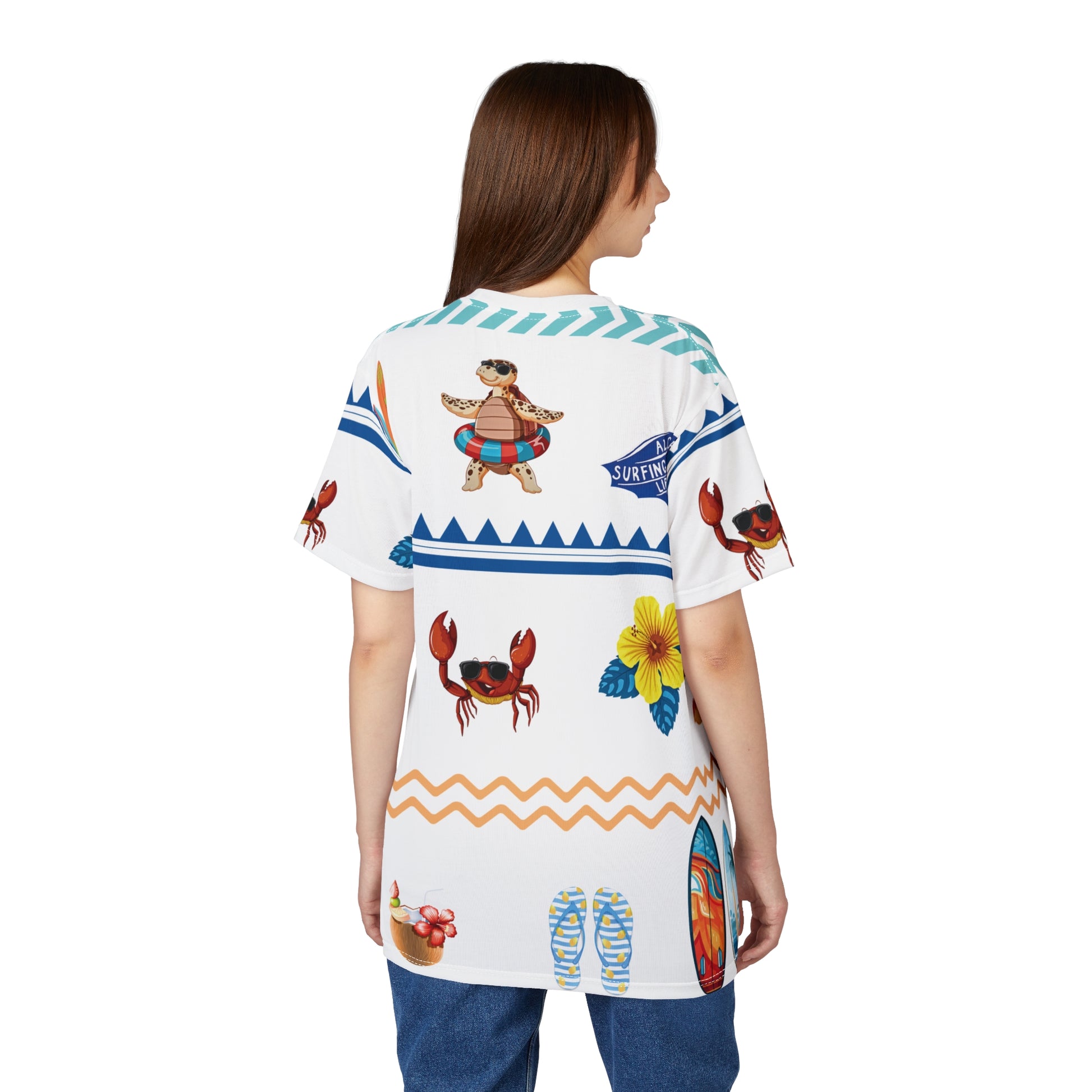 Christian Surf Wear Aloha Surfboard Vibrant Beach Vibe Day Wear Tee - Unisex Tropical Beach T-Shirt