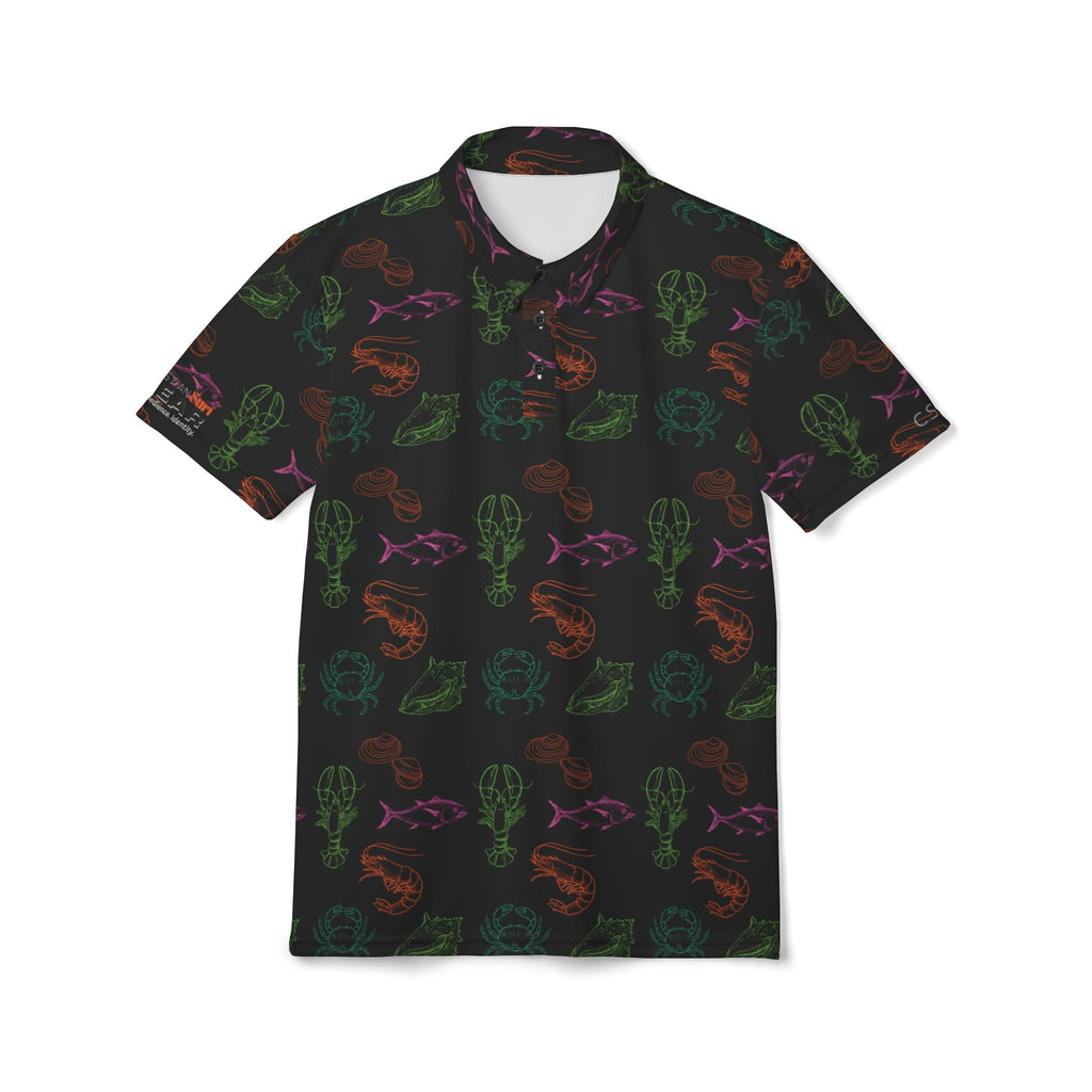 Christian Surf Wear Vibrant Sea Life Graphic Fishing Shirt Print Unisex Polo Shirt | Casual Summer Style, Beachwear, Gift for Seafood Lovers, Unique Graphic Tee