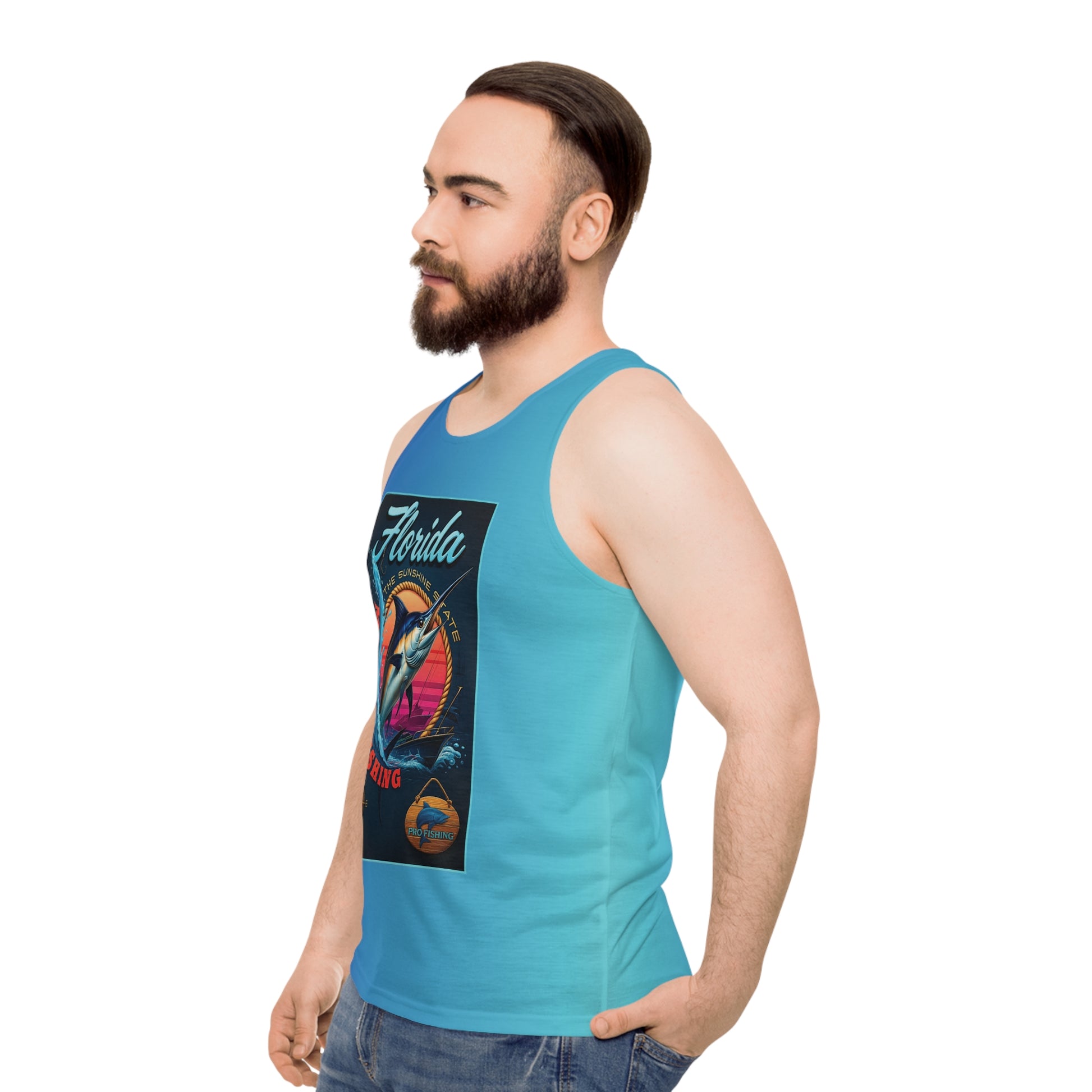 Christian Surf Wear Florida Marlin Fishing & Surf Unisex Tank Top, Summer Beachwear, Casual Outdoor Top, Gift for Fishermen, Vacation Apparel, Surfing Gear