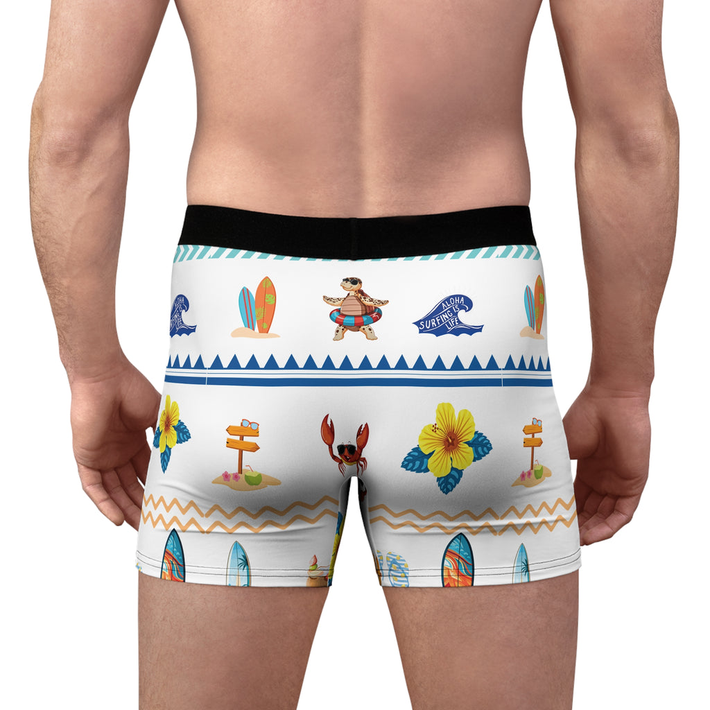 Christian Surf Wear Fun Beach Vibes Men's Tropical Boxer Briefs - Fun Summer Swimwear, Beach Vibes, Gift for Him, Beach Party Essentials, Vacation Ready