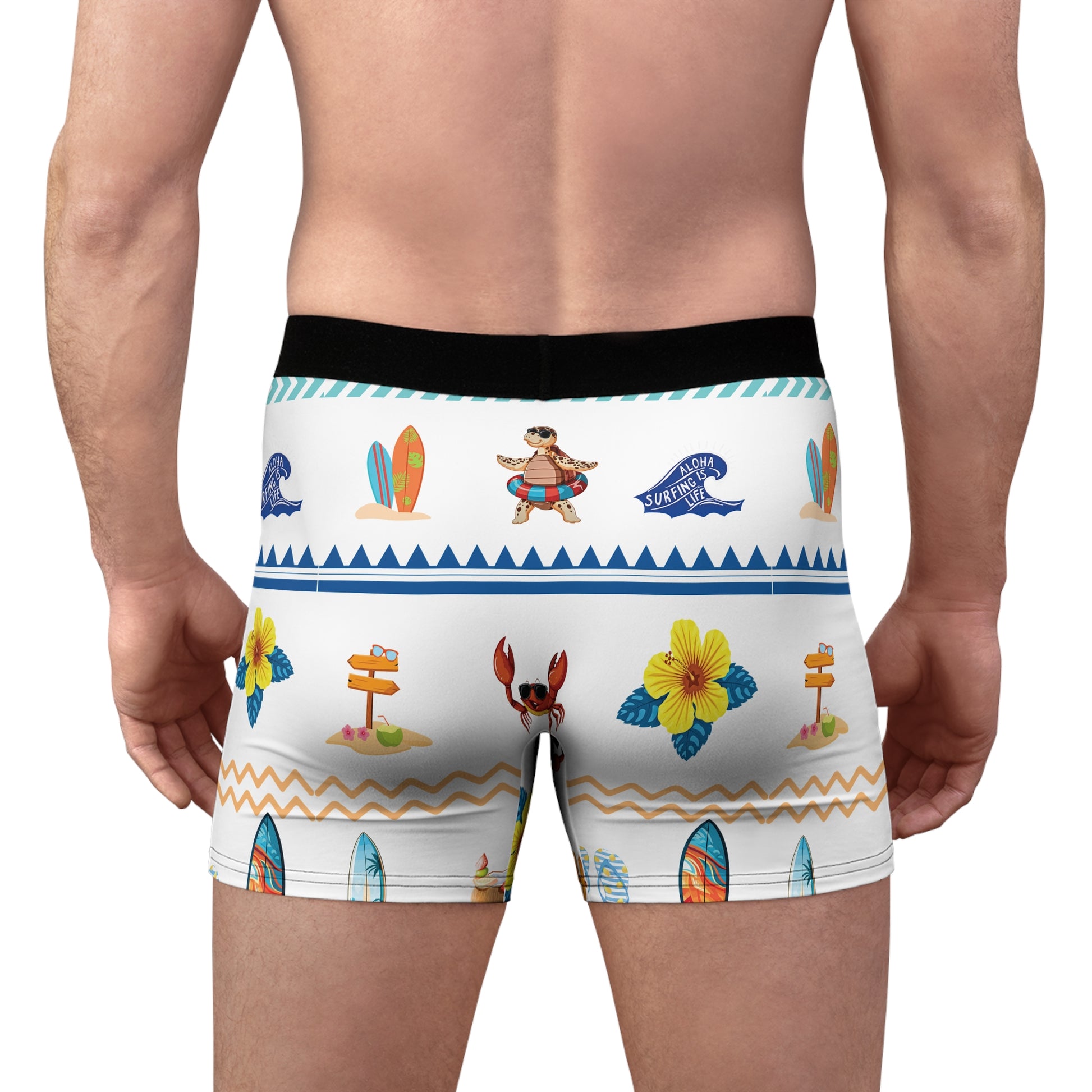 Christian Surf Wear Fun Beach Vibes Men's Tropical Boxer Briefs - Fun Summer Swimwear, Beach Vibes, Gift for Him, Beach Party Essentials, Vacation Ready