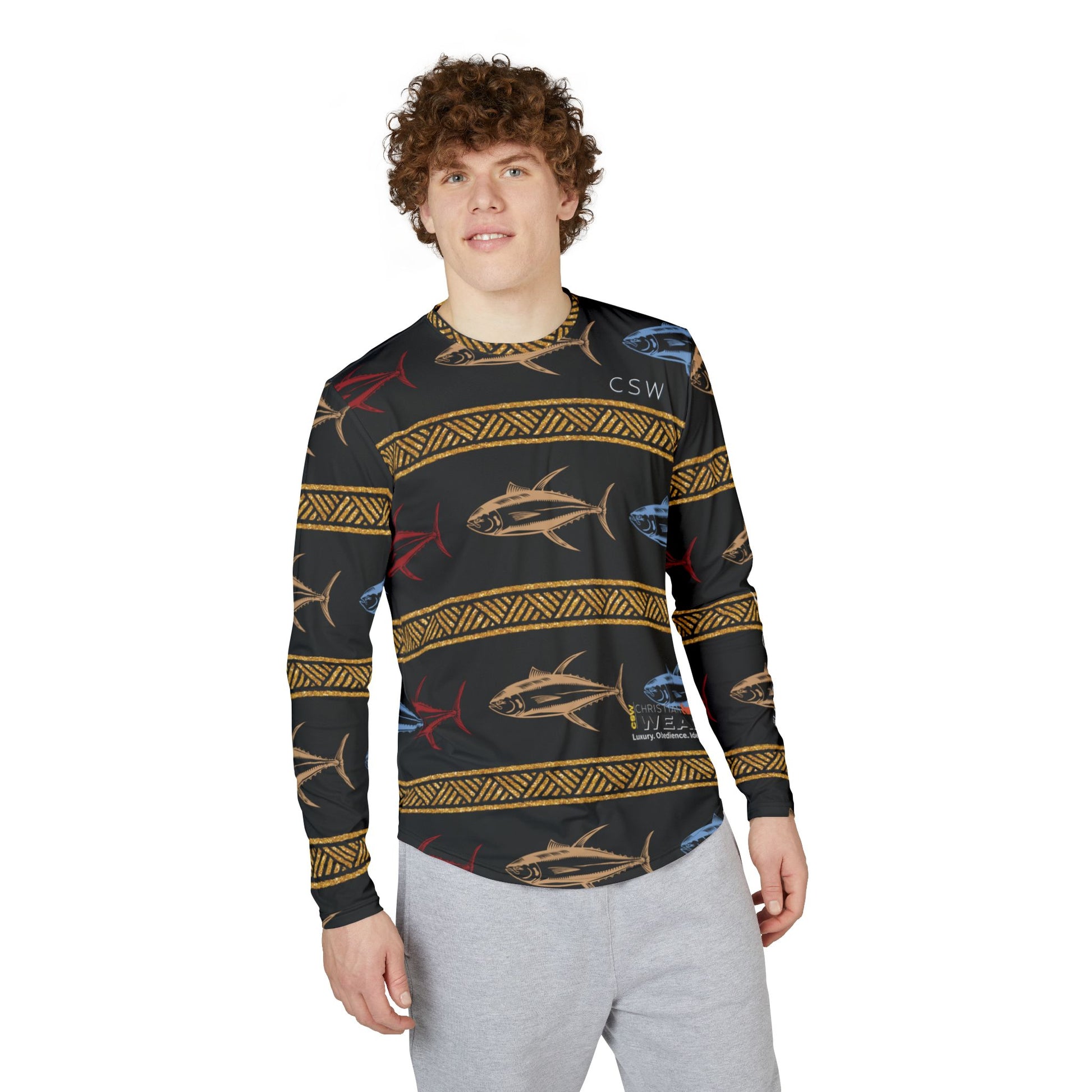 Christian Surf Wear Fishers of Men at Work-Men's UV Protection Long Sleeve Shirt (AOP)