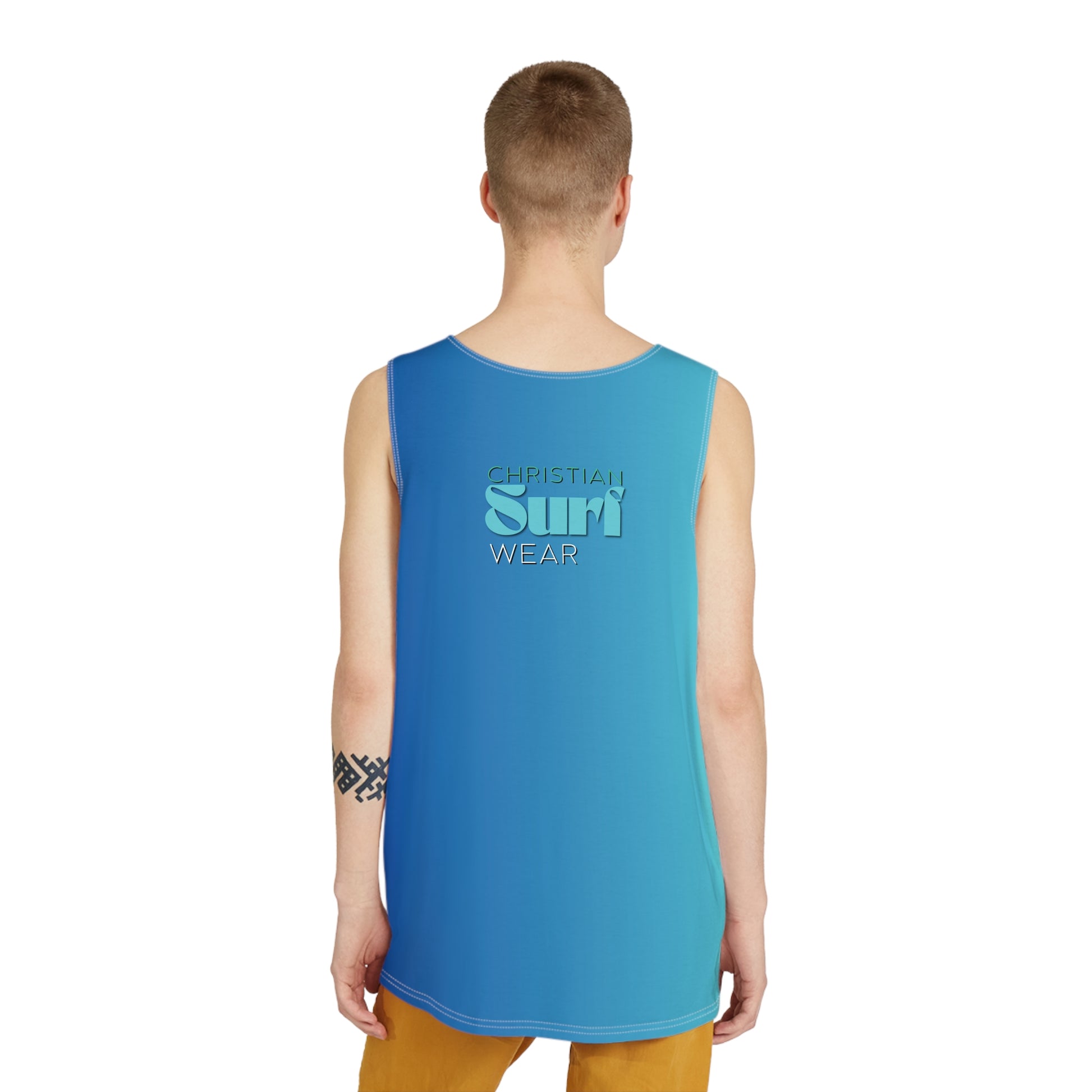 Christian Surf Wear Florida Shark Fishing Men's Tank Top, Summer Beachwear, Surfing Apparel, Vacation Outfit, Gift for Fishermen