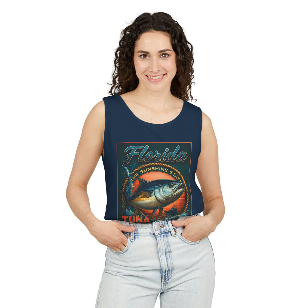 Vintage Florida Tuna Fishing Tank Top, Unisex Summer Beachwear, Surfing Gift for Fishermen, Surf Apparel, Vacation Outfit